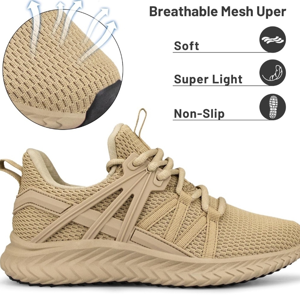 ABBOOS Tan Breathable Mesh Sneakers Size 9 & FREE GIFT